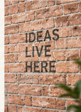 Exposed red brick surface with printed typography